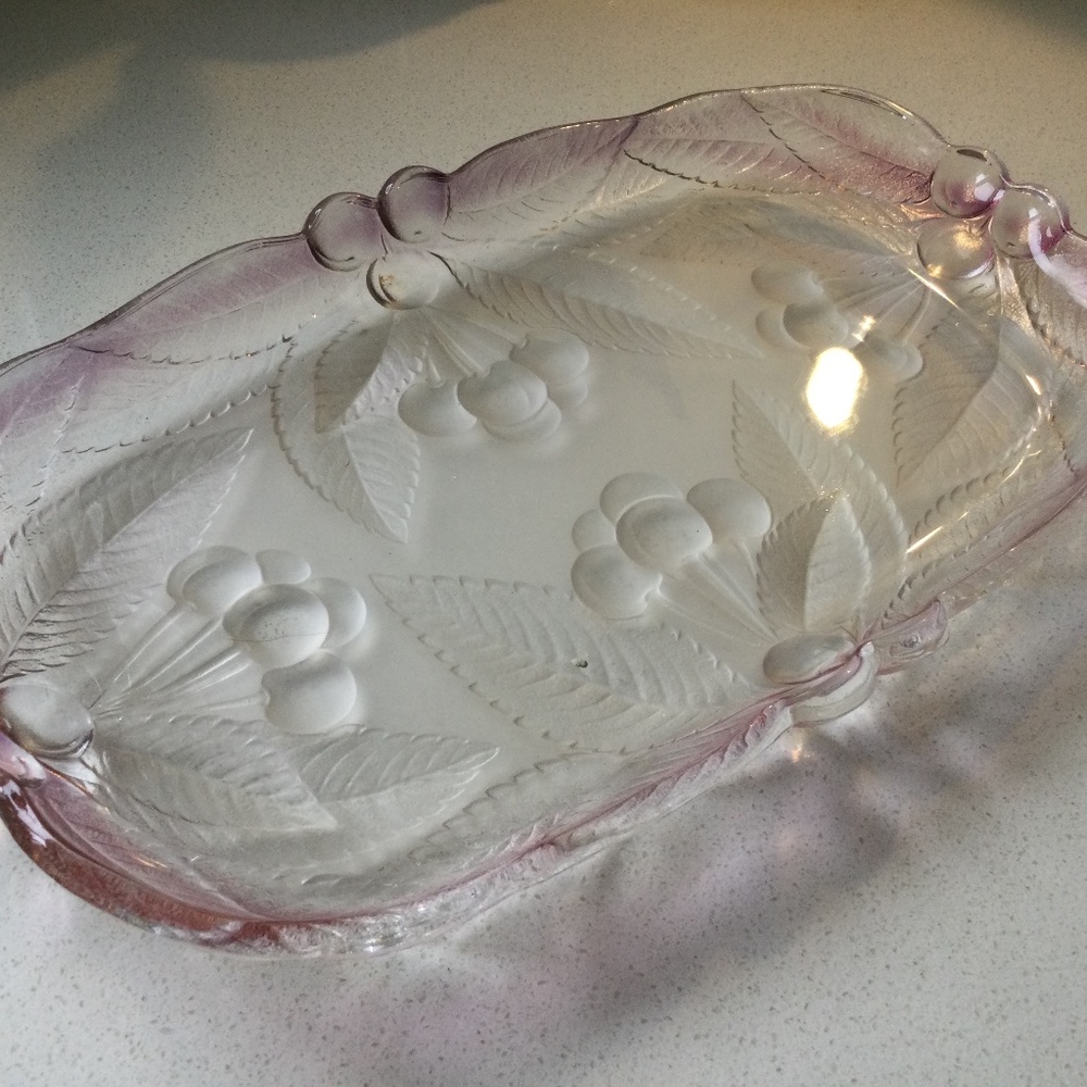 12 x 7   Antique Pink Glass Serving Dish